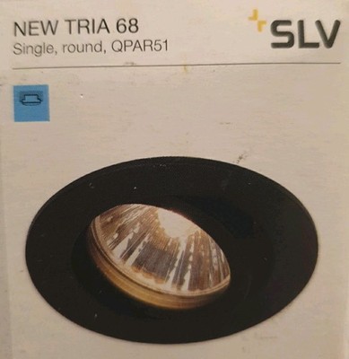 SLV NEW TRIA 68 rund Deckeneinbauleuchte QPAR51 schwarz matt 