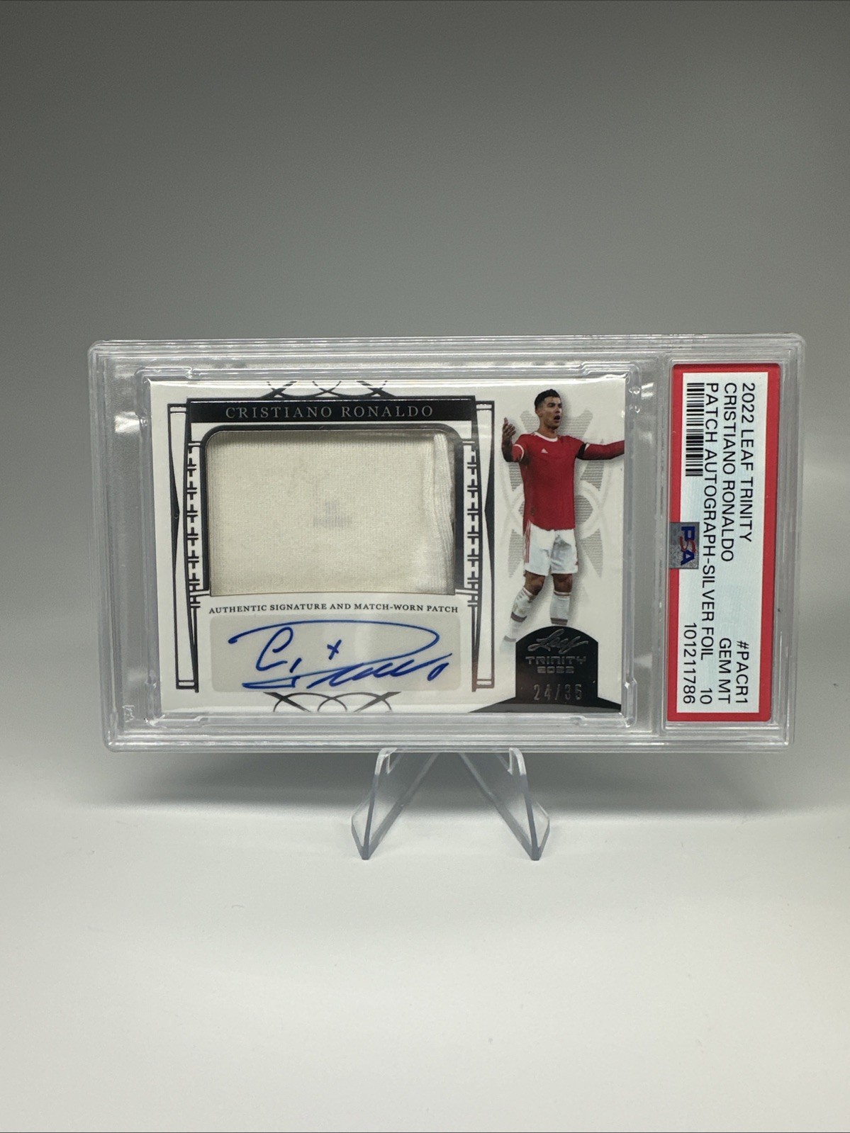 2022 LEAF TRINITY #PACR1 CRISTIANO RONALDO PATCH SIGNED AUTO  24/25 PSA 10