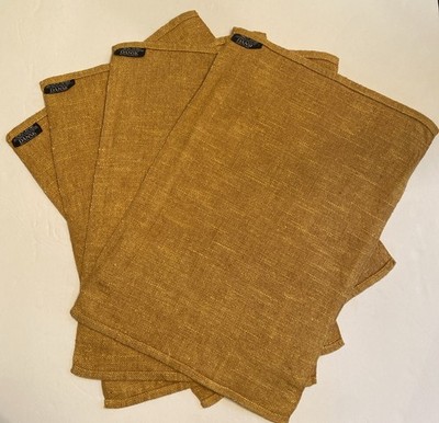 4 Vtg Dansk Designs Ritva Puotila Linen Woven Placemats Ochre 17 x 12