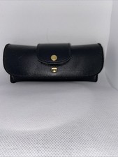 Black Leather Double Snap Belt Loop Sunglass Eyeglass Case K Brand