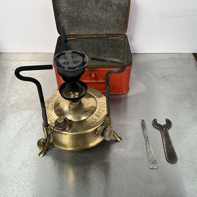 Alter Primus No210 Vintage Messing Kaminofen Schweden mit Original Blech