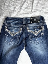 Miss Me Jeans Womens 26 Blue Signature Boot Cross Embroidered Bootcut Denim