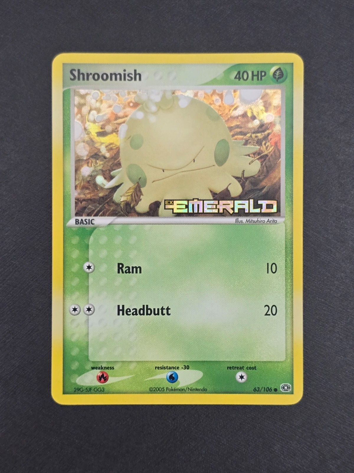 Pokemon TCG | Shroomish 63/106 Emerald Reverse Holo Stamped Common Card | NM