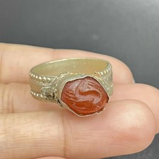 Unique Ancient Roman Agate intaglio beautiful Old bronze Ring