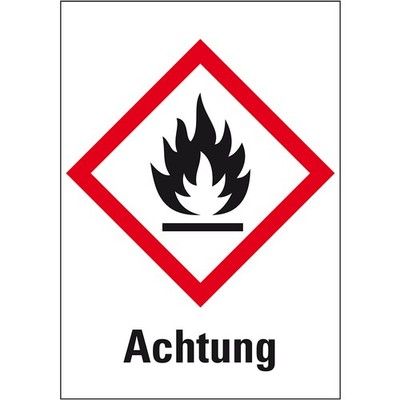 Aufkleber Symbol Flamme GHS02 Achtung perm. 52x74mm 1000/Rol GHS-Verordnung