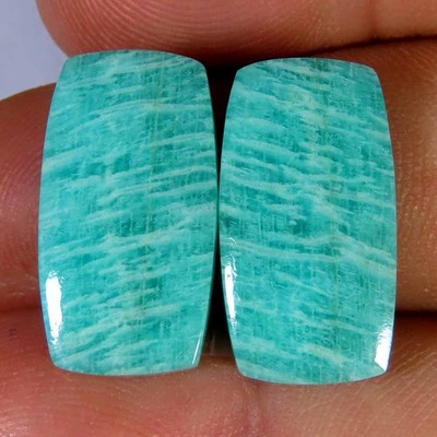 16.10 Cts Natural Amazonite Matched Pair Cushion Cab 10x18x4mm Losse Gemstone