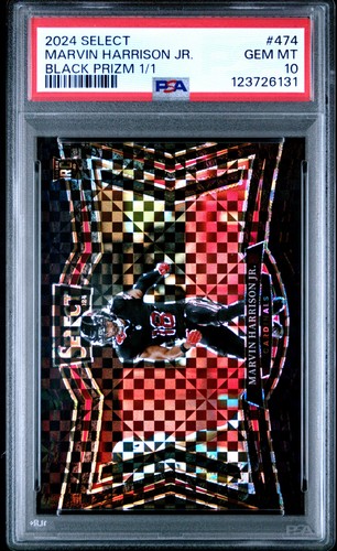 2024 PANINI SELECT BLACK PRIZM 1/1 #474 MARVIN HARRISON JR. ROOKIE RC 1/1 PSA 10
