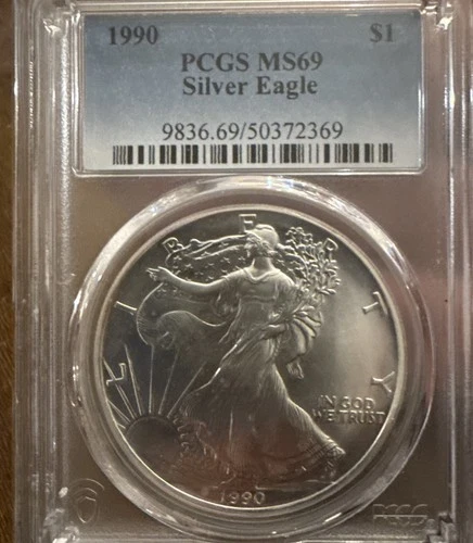 1990 $1 American Silver Eagle- Low Population- Tough Date -MS69 PCGS *BEAUTIFUL*