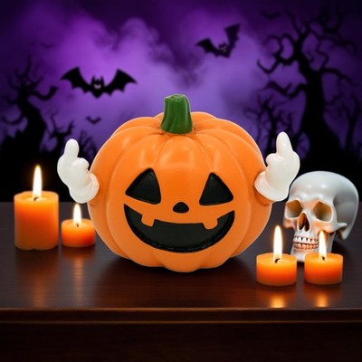 Funny Middle Finger Mini Orange Mini Pumpkin Decor for Halloween, Patry