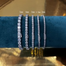 2-5mm D Color VVS1 Moissanite Tennis Chain Bracelet Women 925 Silver Pass Tester