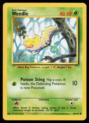 Weedle 069/102 Normal Pokemon TCG Base Set HP