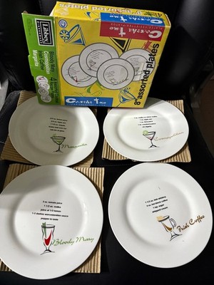 Vintage Libbey Cocktail Recipe Plates Set of 4   Cosmopolitan, Margarita, etc K