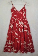 Japna Sleeveless Smocked Maxi Dress XS Farm Red Floral Rio Anthropologie Zara