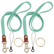 2Pcs Stretchy Lanyards, Elastic Badge Lanyards with Metal Clasp, Green