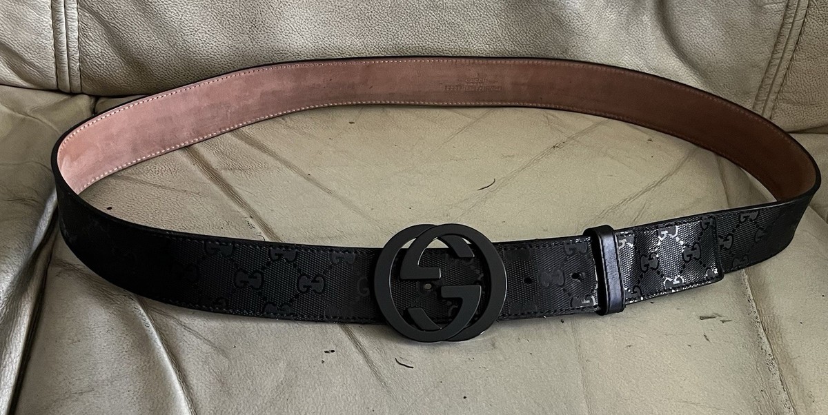Authentic Gucci GG Buckle Black Imprime Monogram GG Leather  display picture 3