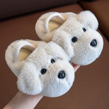 ⭐Kids Boys Girls Toddlers Cute Dog Furry Slippers Sliders Warm Home Indoor Shoes
