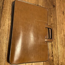 Vintage Pegasus Brown Leather Briefcase Portfolio Laptop Case Folio Bag