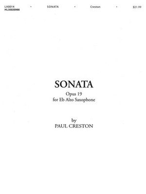 Sonata Op. 19 Paul Creston Book [Softcover] Alto Saxophone Shawnee Press