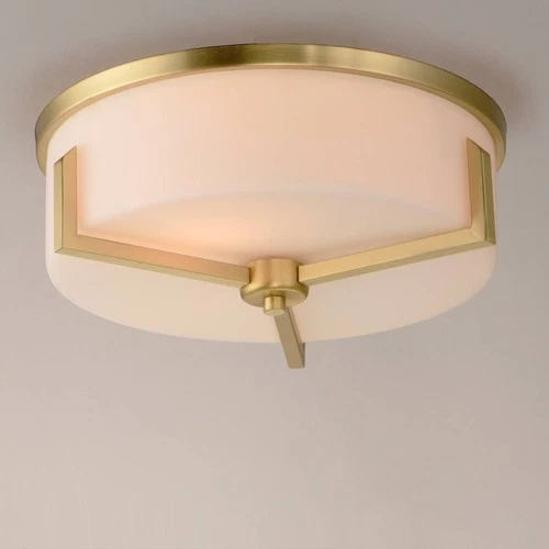 Maxim Dart 14" Wide Flush Mount Satin Brass 3-Light Ceiling Light - Picture 1 of 5