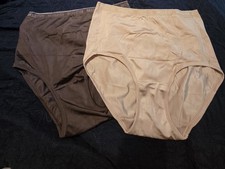 NEW 2 Pairs Soft Silky Breezies Brief Panties Plus 1X 8 Nylon Beige  Brown