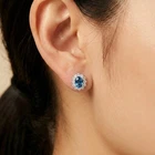 Bewitching Neon Blue Topaz 4.90Ct 925 Sterling Silver White Gold Stud Earrings