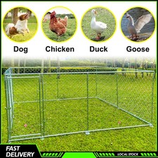 NEW 10x10 Metal Chicken Coop Walk-in Poultry Cage Pet House w/ Chicken Run Cover