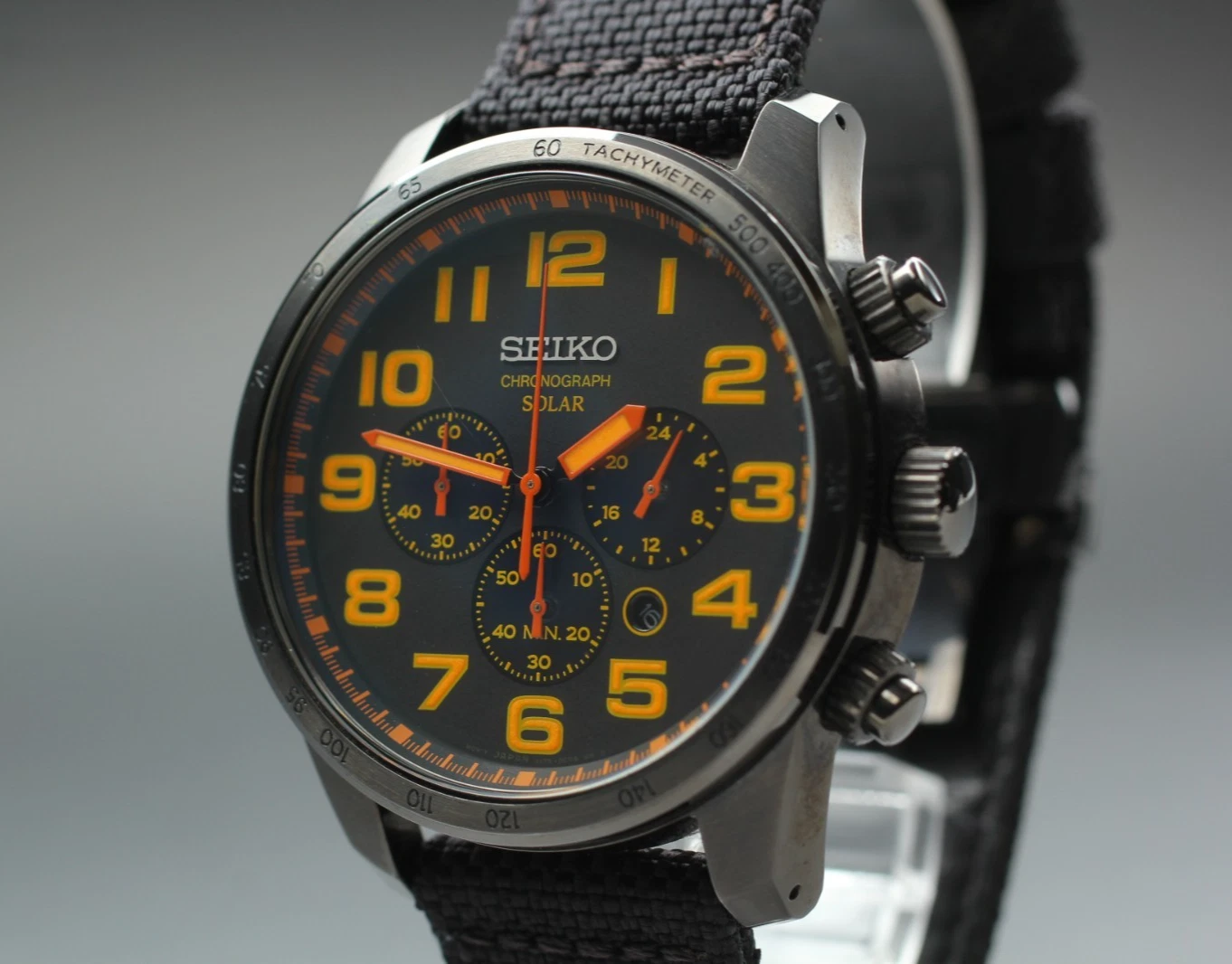 "N MINT" Seiko V175-0CG0 Solar SSC233 Pilot Chronograph Orange Men's Watch Japan