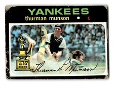 Thurman Munson 1971 Topps #5 All-Star Rookie Gold Cup Trophy 2nd Year Yankees