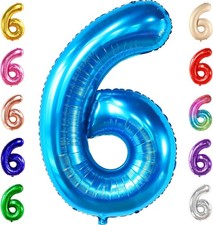 KatchOn, Giant Blue Number 6 Balloon - 40 Inch 6th Birthday Decorations for