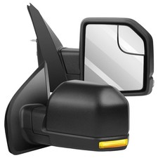 2015-2020 Ford F-150 Towing Mirrors Power Heated Turn Signal Light Black Housing