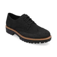 Journee Collection Claudiya Lug Sole Lace Up Oxford Loafers Black Micro