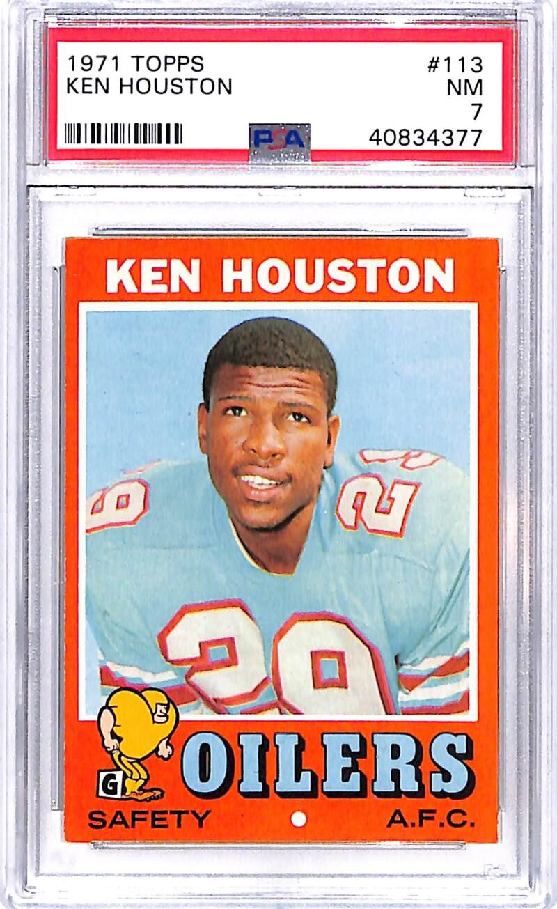 1971 Topps #113 Ken Houston RC Rookie Houston Oilers Football Card PSA 7 NM