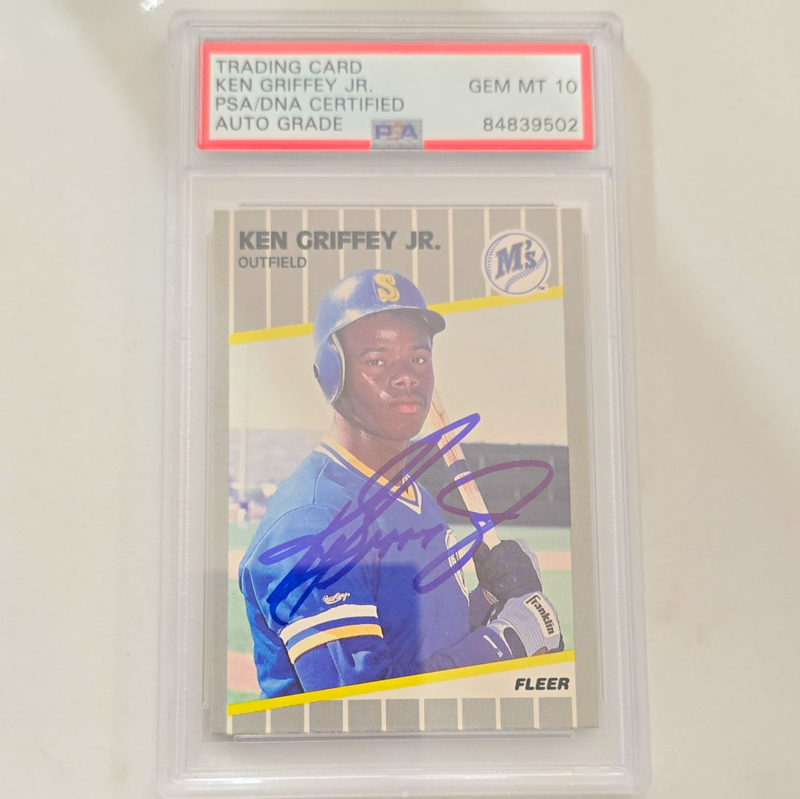 Ken Griffey Jr. 1989 Fleer #548 Hard Signed Auto PSA 10 PSA/DNA 84839502