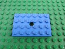 1973 LEGO Blue Plate Modified 4 x 6 with Hole 'Pat Pend' on Bottom 730 383 #709
