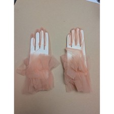 Pink Sheer Tulle Ruffle Cuff Formal Gloves Coquette Balletcore Bridal Wedding