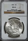 NGC MS 63 - 1885 P Morgan Silver Dollar. Bright White, Under-Grade? A1190.