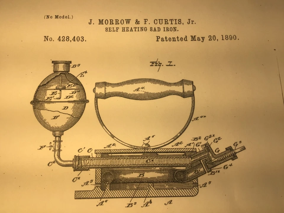 ANTIGUO/DE COLECCIÓN MORROW CURTIS 1890 PATENTE HIERRO TRISTE WORCESTER AUTOCALENTAMIENTO ANTIGUO Foto 3 de 4
