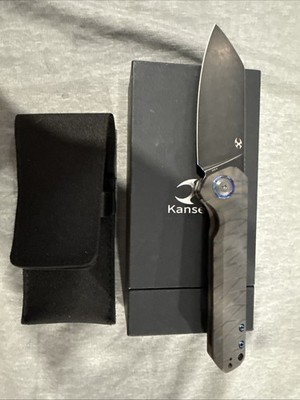 Kansept Knives Bulldozer Tiger Stripe Flamed Titanium Folding 20CV Knife 1028A6