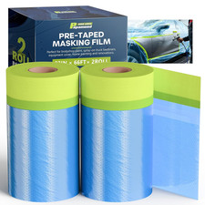 Pre-Taped Automotive Masking Film for Painting - 22" X 66', 2 Rolls Painters P