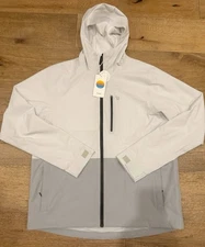 Vuori Oahu Rain Jacket, Men's Gray Block Pattern - Large