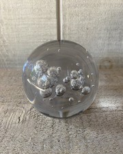 Art Glass Sphere Paperweight Clear Control Bubbles 3.5"