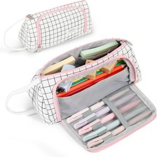 Big Pencil Case Pouch Large Capacity Soft Quilted Pen Bag for Teens Girls Adults