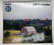 1997 BNSF Railway Calendar Burlington Northern Santa Fe Trains VTG Spiral USA