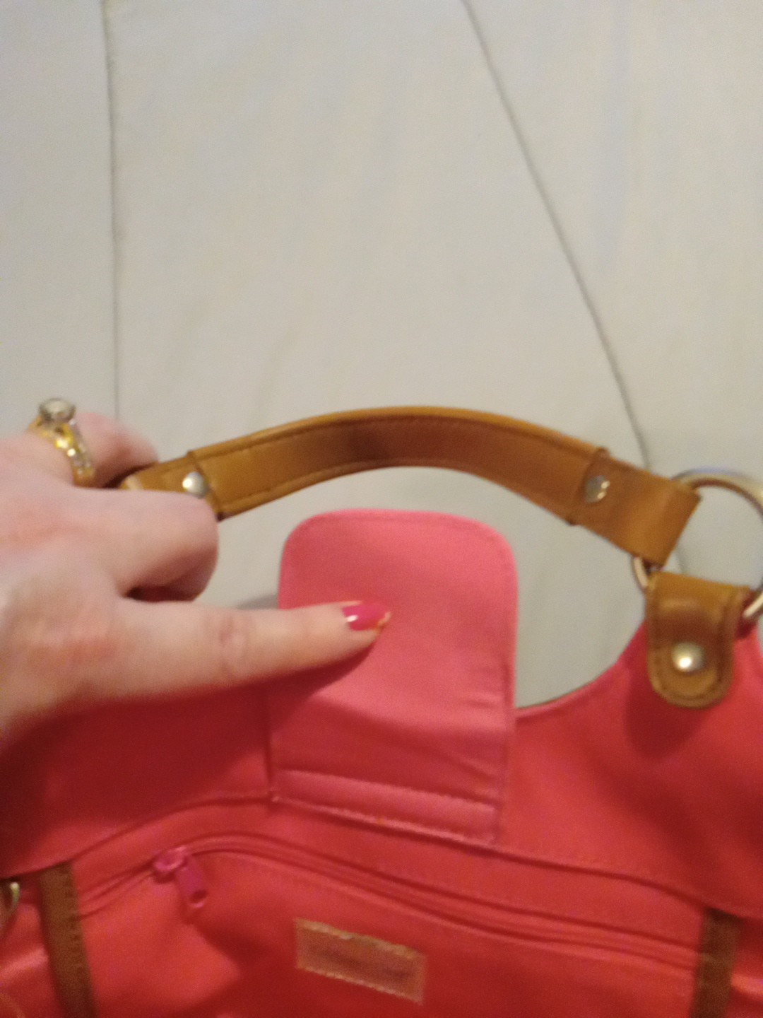Pink Handbag with Detachable Change Zip Pouch  