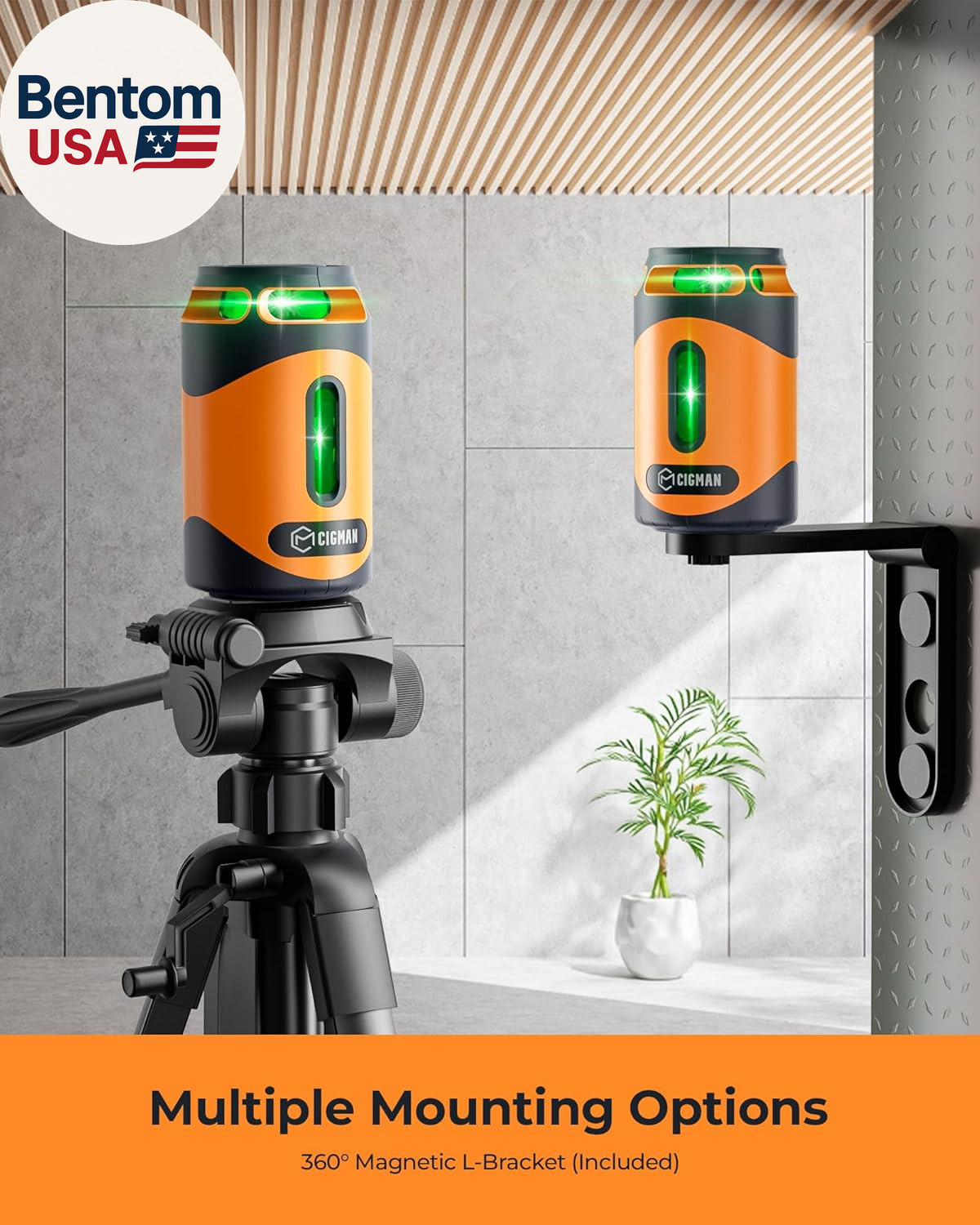 360° Laser Level with Tripod, Green Self Leveling Cross Line Laser, 100Ft Laser