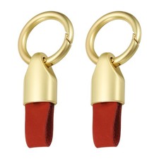 2pcs Car Key Chain Ring Clip, Leather Keychain Key Fob, Champagne Gold Red