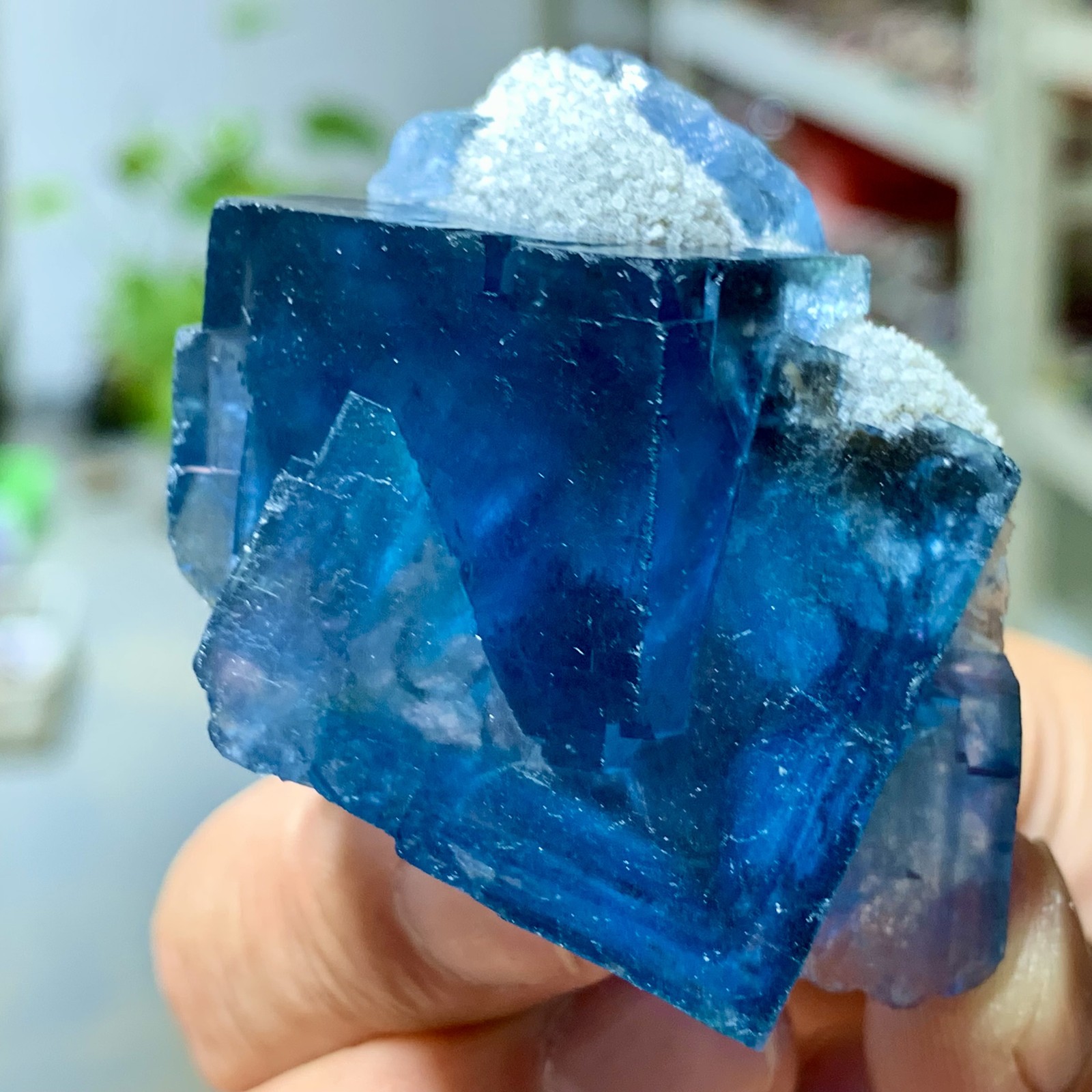 70G Rare Transparent Blue-Green Cubic Fluorite Crystal Specimen from China