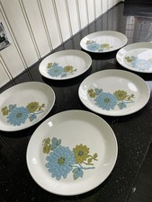 Johnson Bros Ironstone Snowhite Blue Chrysanthemum Side Plates Set 6