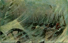 Night Halt of the Great Army Painting by Vasily Vereshchagin Linen Postcard UNP