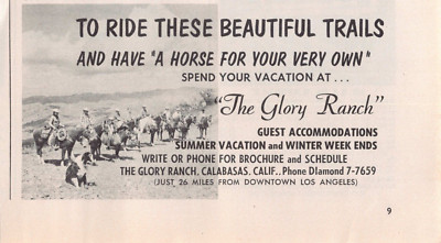 The Glory Ranch Downtown Los Angeles A Horse of Your Very Own Vtg Mag Print Ad
